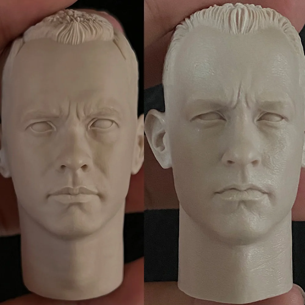 Unpainted 1/6 Scale Forrest Gump Tom Hanks Ryan Male Solider Head Sculpt Carved Accessory Model for 12 inches Action Figure