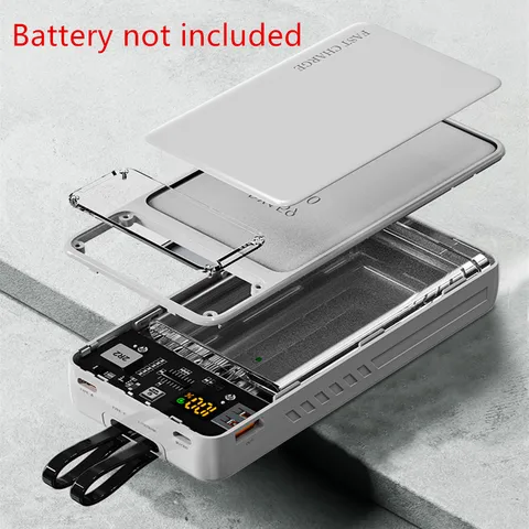 Портативное зарядное устройство PD 22,5 Вт, 20000 мАч, быстрая зарядка, внешняя батарея, портативное зарядное устройство 2*1260110, зарядное устройство с 2 встроенными кабелями