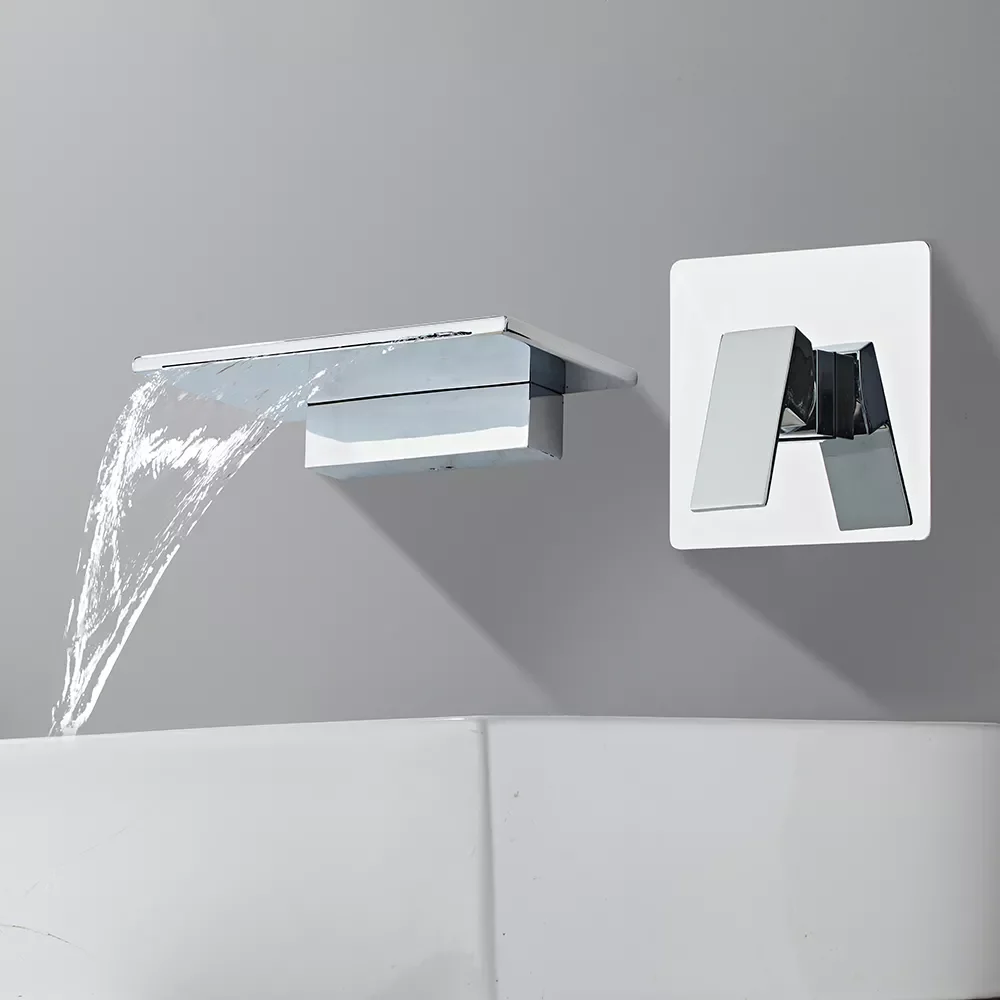 

Lism Large Shelf Bathroom Faucet Wall Mounted Cold Hot Waterfall Brass Material Basin Tap Easy To Install