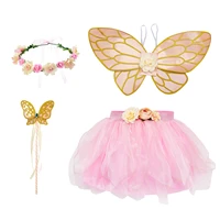 cosplay princess skirt suit irregular mesh hem skirt garland hair band fairy stick butterfly wings