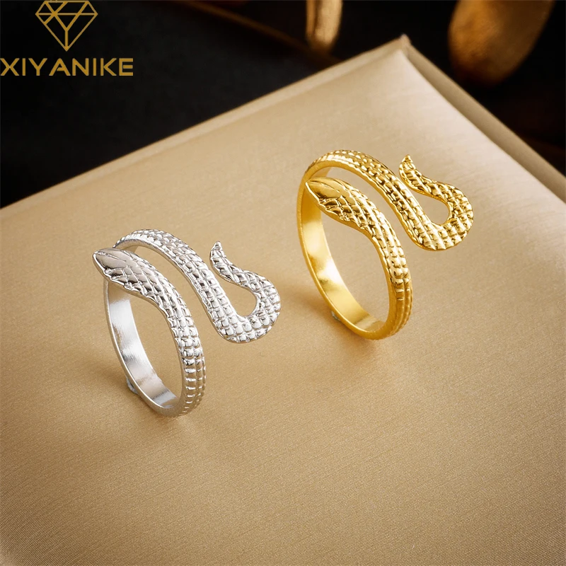 

XIYANIKE 316L Stainless Steel Ring Snake Shape for Woman Opening New Trends Creative Birthday Girl Jewelry Gift Accessory Bague