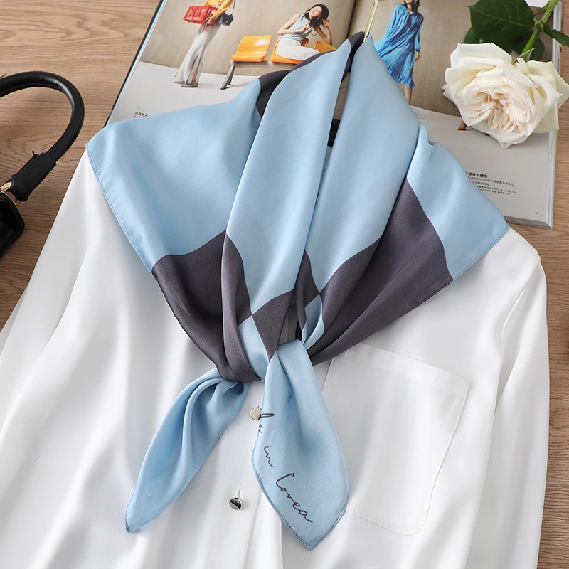

Print Square Neckerchief Women Design Silk Scarf Luxury Hairbands Foulard Female 70x70cm Office Lady Neck Scarves Bandana