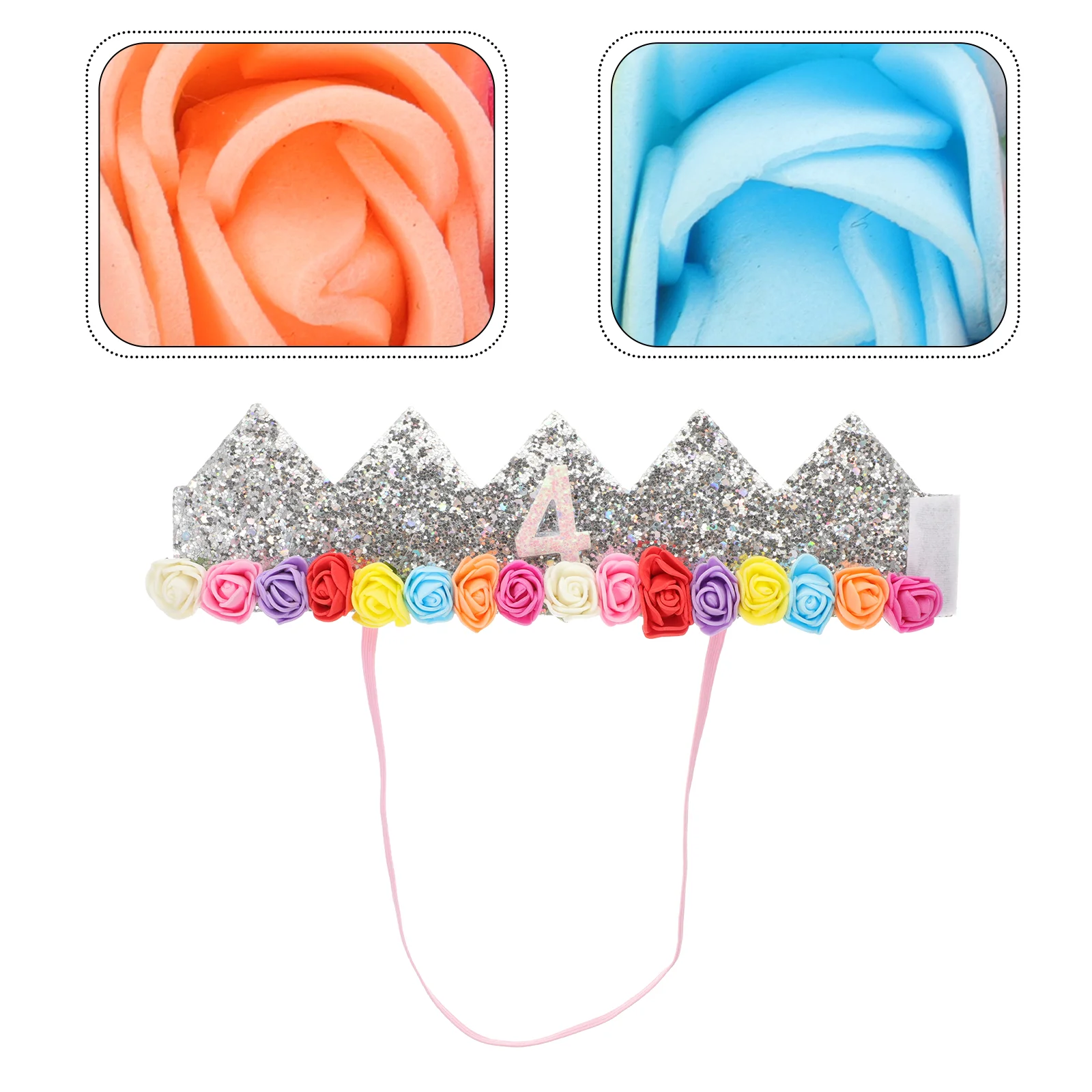 

girl birthday Cap glitter silver flower Toddler Hats Hairband for Kids children boy Birthday Party Hat Gift Photo Prop