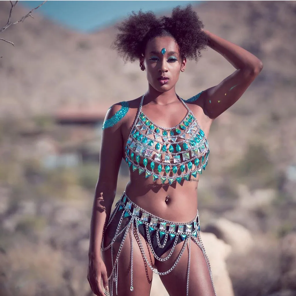 

Sexy Women Metal chain sexi Gem Diamond Sequins Summer Dress Hollow 2 Two piece Exotic Nightclub Wear Party Dresses vestido