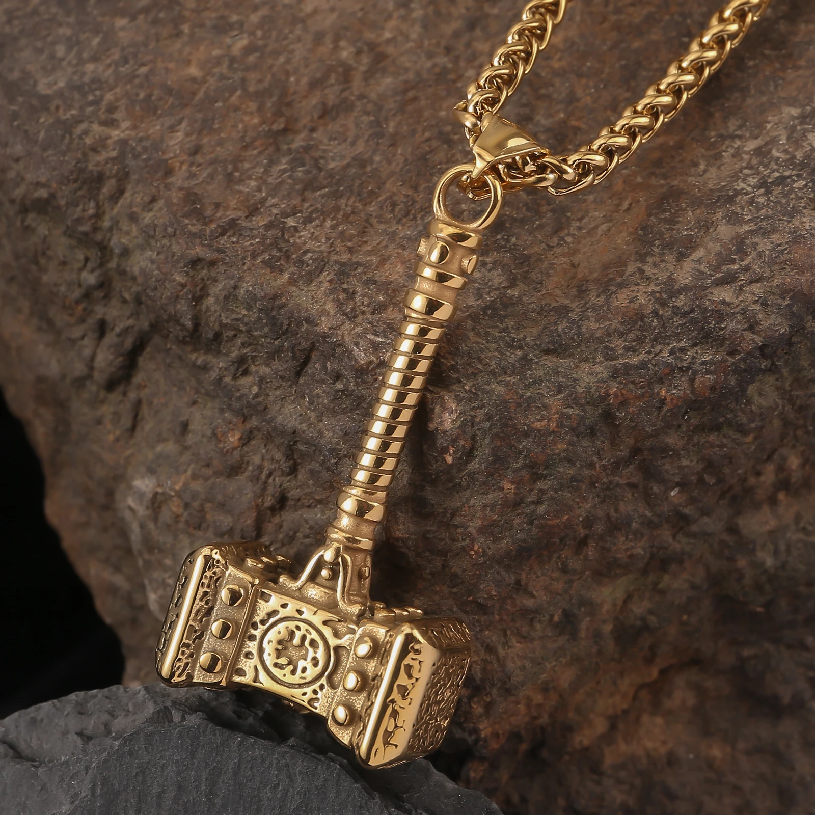 

Ювелирные изделия викингов из нержавеющей стали, скандинавский миф, молот Тора, цепочка с кулоном с золотым покрытием из ПВД