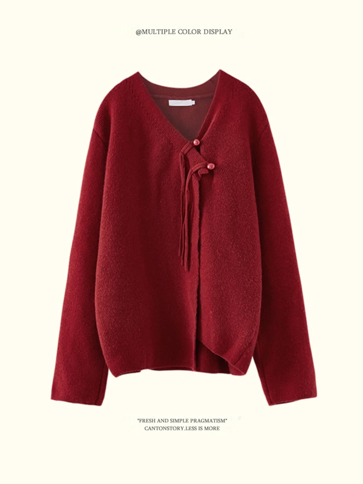 Новый китайский красный свитер с v-образным вырезом кардиган верхняя одежда