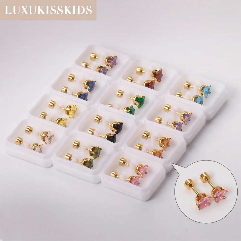 

12 пар/партия, женские серьги с фианитом