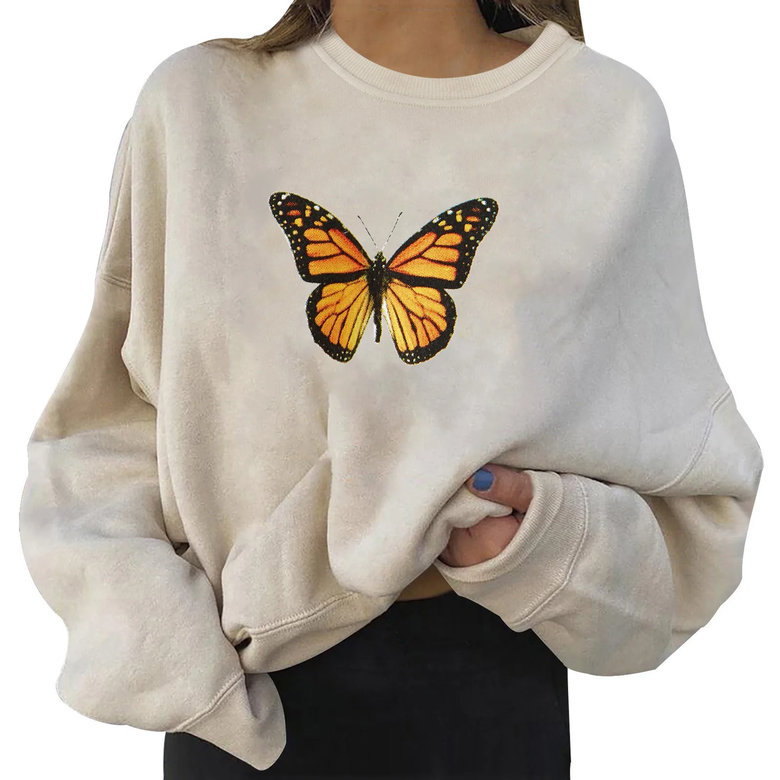 

Band Hoodies Women Womens Daily Print Sweatshirt Long Pullover Letter Print O Neck Printing Long Sleeve Surf Sweaters Women