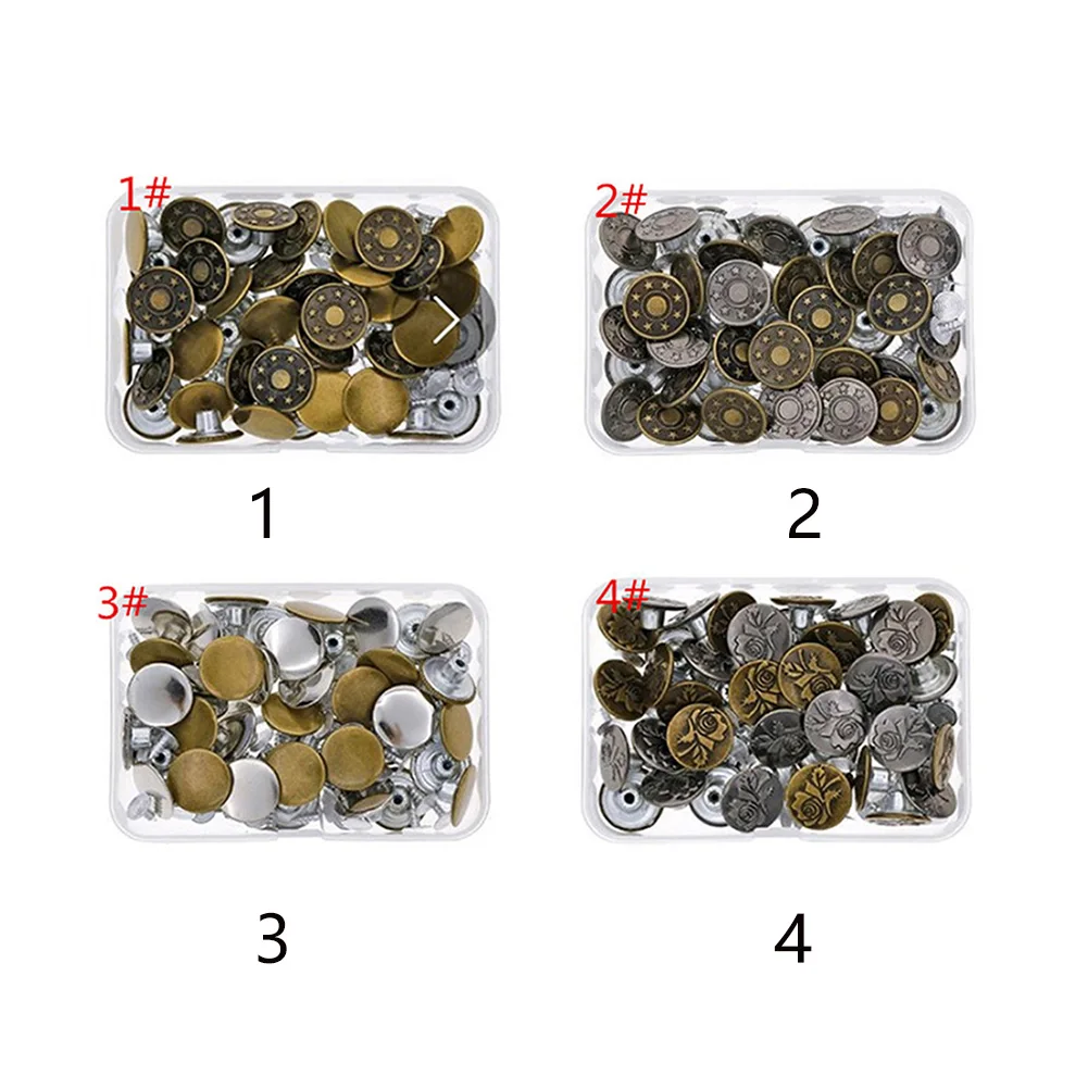 40pcs/box With Box Clothing Accessories Metal Fastener Jean Button Rivets Repair DIY Craft Replacement Sewing Snap Fixing Tool |