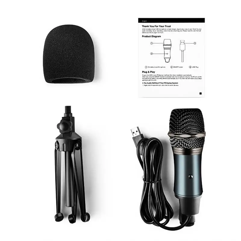 

Professional USB Microphone Condenser Vocal Recording Microphone With Stand For PC Karaoke Streaming Podcasting Gaming