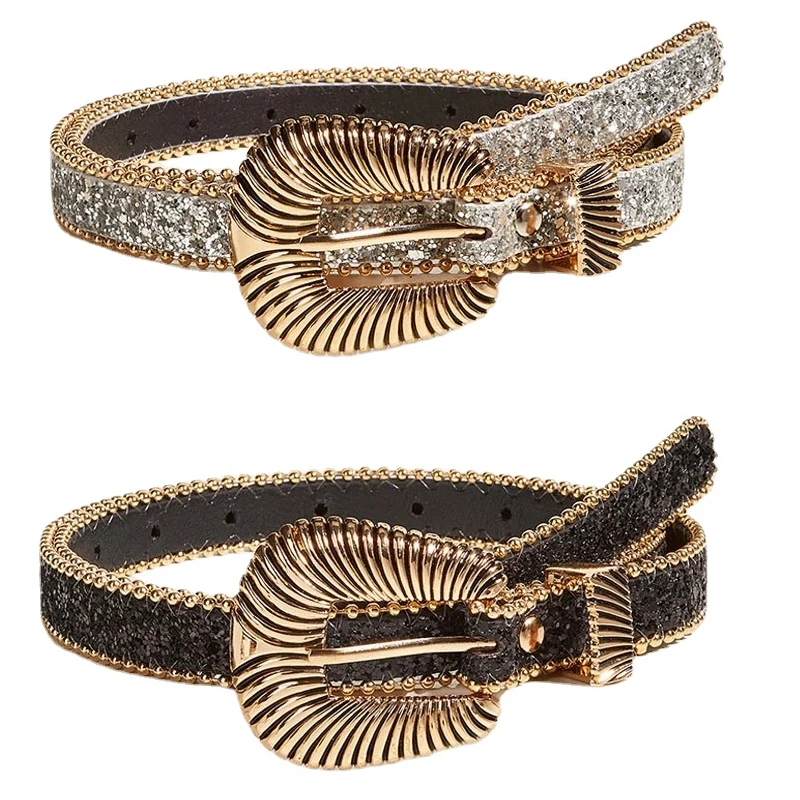 

Rhinestone Belt for Women y2k Jeans Accessories Girdle Fashion Luxury Designer High Quality PU Leather Punk Goth Trend Waistband