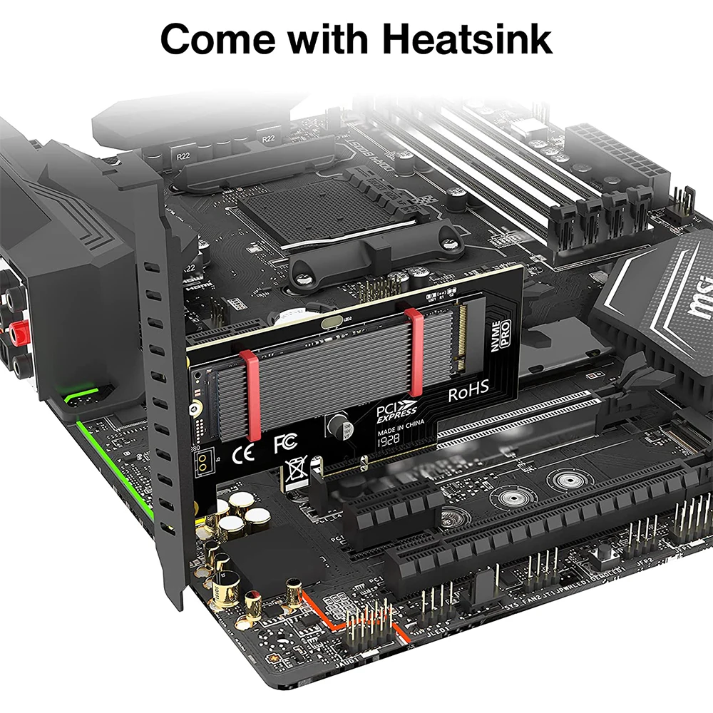 Адаптер JEYI M.2 PCIe-NVMe с алюминиевым радиатором 64 Гбит/с PCIe4.0 X4 Gen4 NVMe Расширительная
