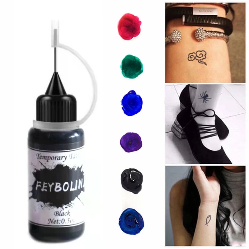 

Временная татуировка 10 мл, жидкая тату-паста, черные, коричневые, красные, коричневые конусы хны, индийские для Временной Татуировки, наклей...