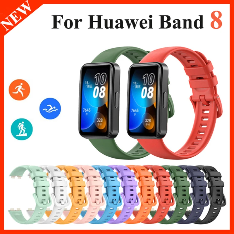 Silicone Watchband for Huawei Band 8 Sport Smart Watch Strap Soft TPU Wristband Bracelet Replacement Strap for Huawei Band8