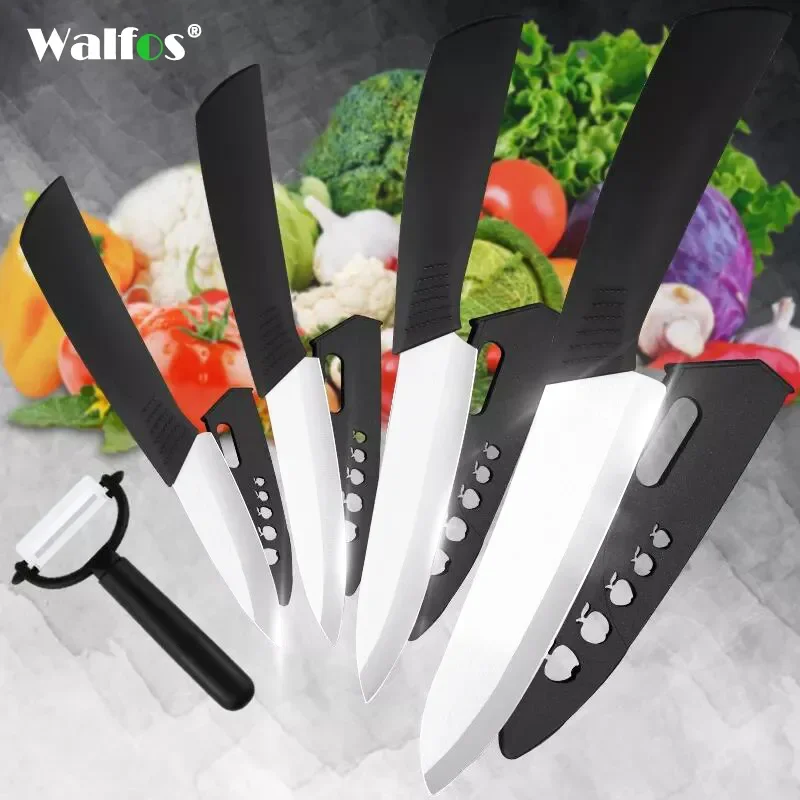 

2023 WALFOS Ceramic Knife Kitchen Knives Set 4 Sizes Chef knife Cook Set+Peeler High Quality White Zirconia Blade Multi-color Ha