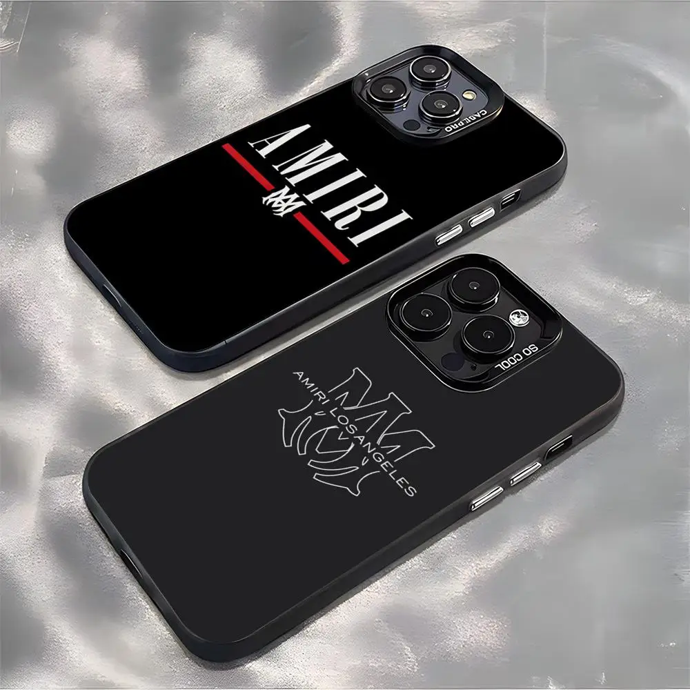 Фото Модный чехол A-Amiri для iPhone 17 Air, 16, 15, 14 Plus, 13, 12, 11 Pro, 7, 8, XS Max, XR, серебристый, черный, с бампером №1