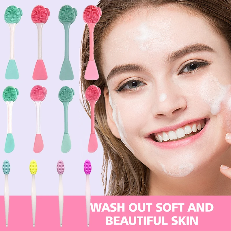 

Face Cleansing Brush Double Head Silicone Massage Brush Exfoliating Facial Cleanser Dropshipping Massager Skin Care Tool