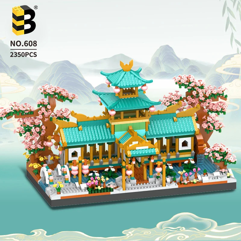 

2022 New 2350PCS Marriage Peach Tree House Building Blocks Ancient Architecture Mini Bricks Assemble Toys Kids Christmas Gifts