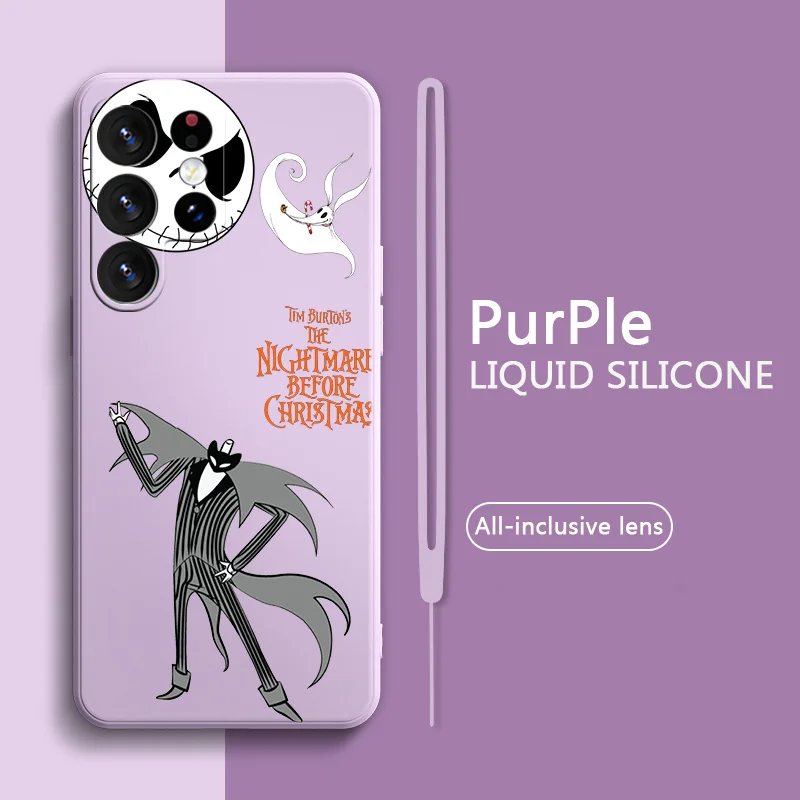 

The Nightmare Before Christmas Phone Case For Samsung Galaxy S23 S22 S21 S20 FE Ultra Plus S10 Lite 5G Liquid Rope Funda Cover
