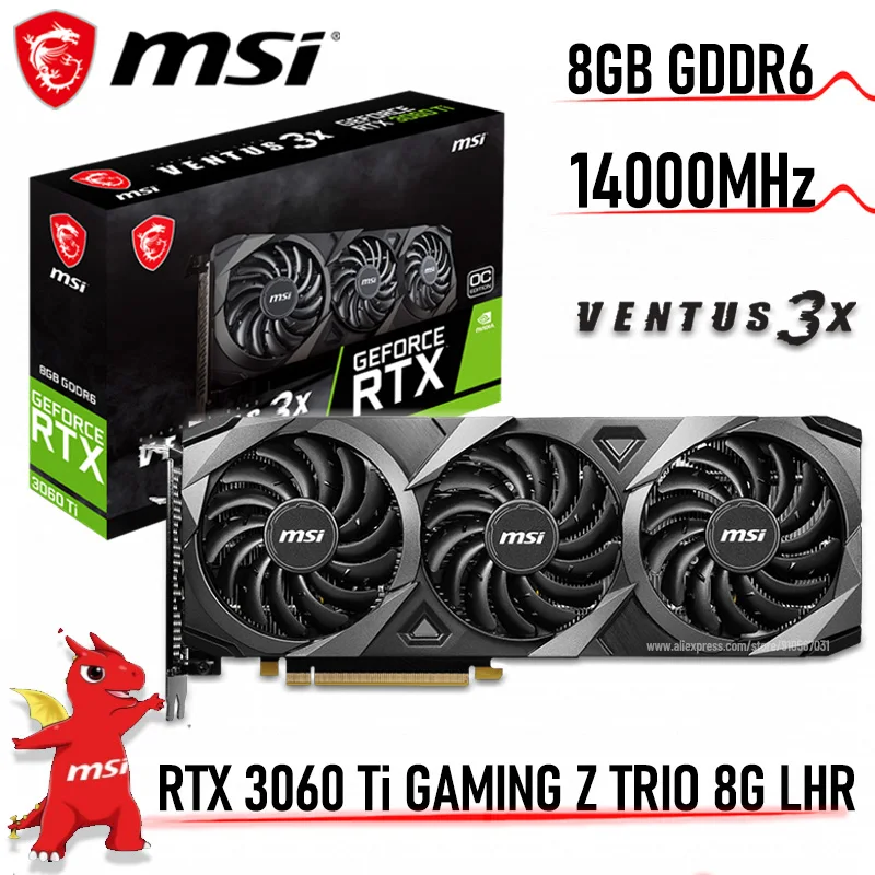 

GDDR6 MSI GeForce RTX 3060 Ti VENTUS 3X OC Graphics Card 14000MHz 256bit PCI Express 4.0 16X RTX 3060Ti Gaming Video Card New