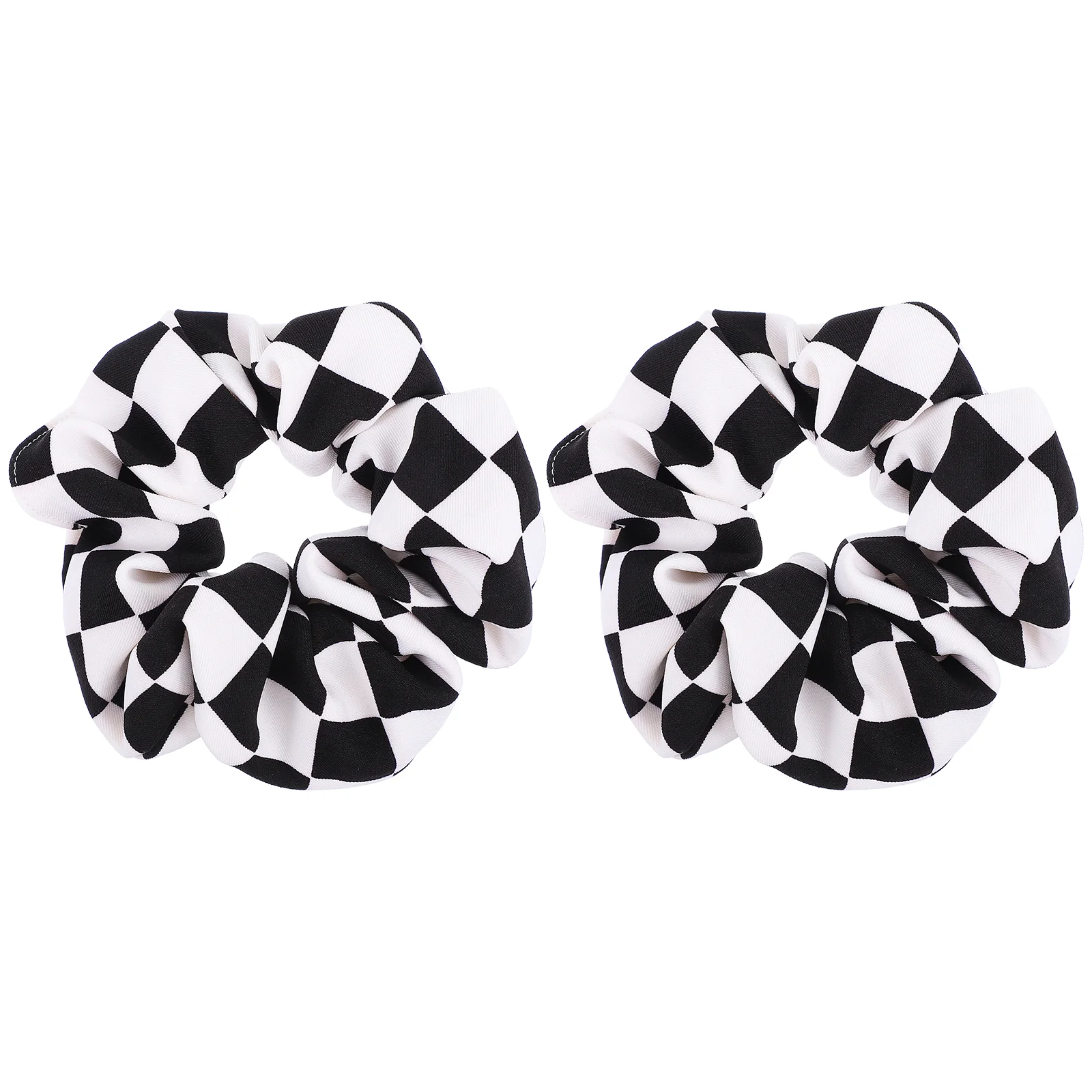 

2 Pcs Black White Checkered Hair Rope Women Scrunchies Girl Accessories Ropes Elastic Chiffon Girls Decorative Women's Band