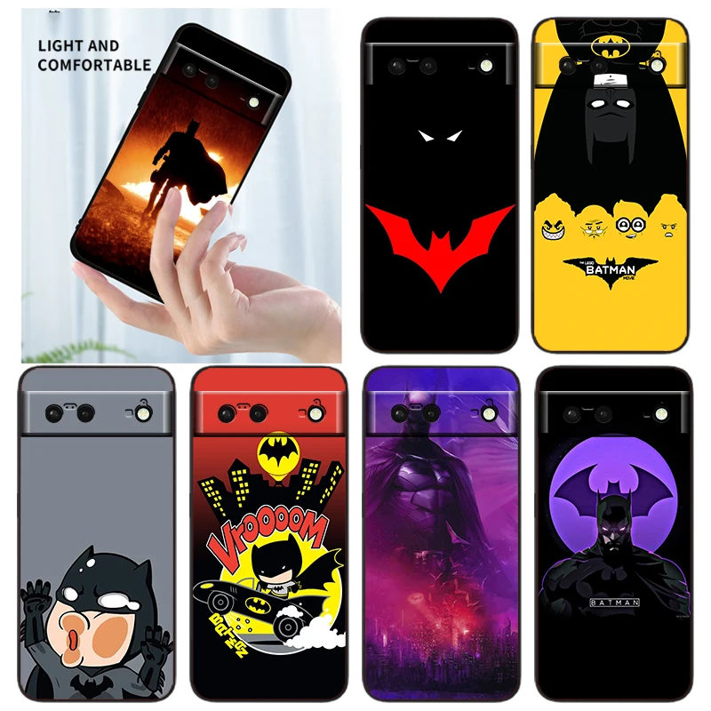 

Silicone Cover Cartoon Cool Batman Heroes Phone Case For Google Pixel 7 6 Pro 6A 5A 5 4 4A XL 5G Black Shell Soft Fundas Capa