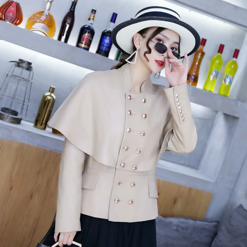 

Женская кожаная куртка из натуральной овечьей кожи, весна-осень