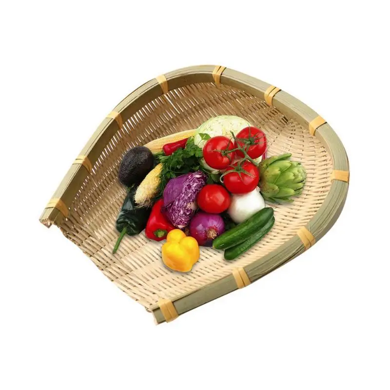 

Farmhouse Bamboo Weaving Basket Open Bamboo Sieve Handwoven Drying Bamboo Basket Fruit And Vegetable Storage