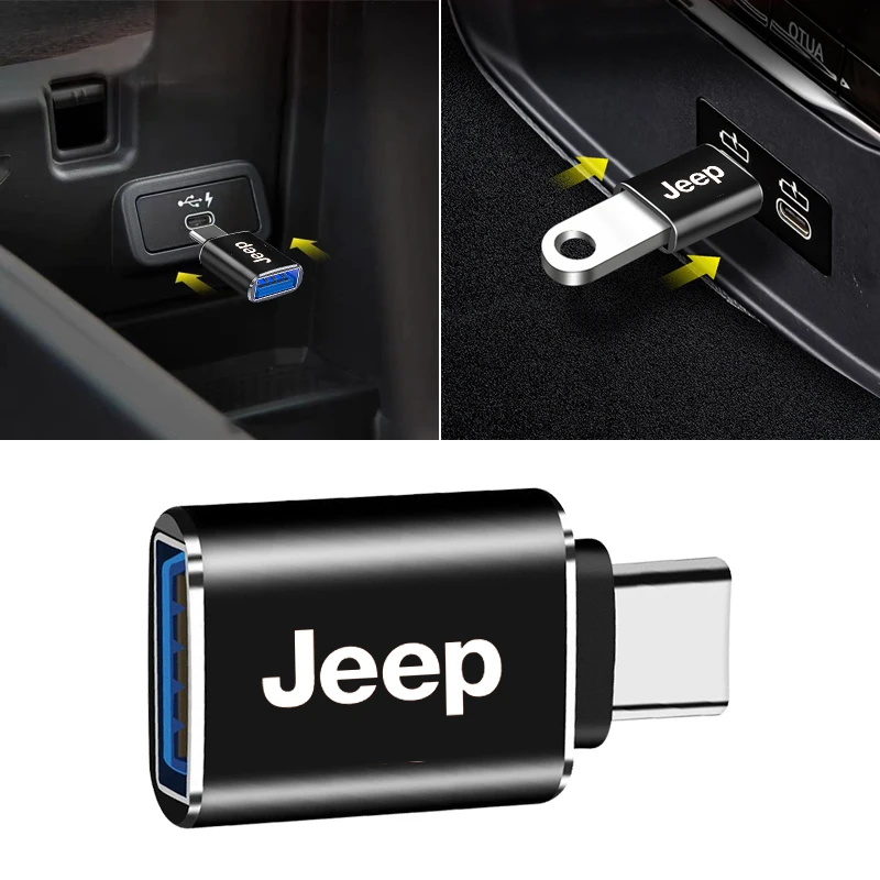 

USB To Type C OTG Adapter USB-C for Samsung S20 USB converter for Jeep Renegade WK2 Wrangler JK Grand Cherokee Compass Tyre Stem