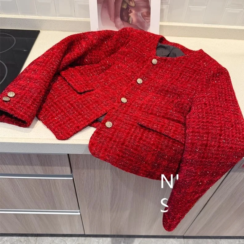 2024 женское зимнее новое утепленное флисовое короткое пальто во французском