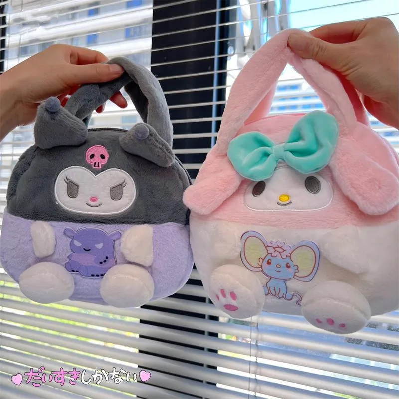 

Cute Sanrioed Stuffed Doll Bag Kuromi Melody Cinnamoroll Pc Dog Plush Toy Handbag Japanese Cartoon Hand Bag Girl Xmas Gift