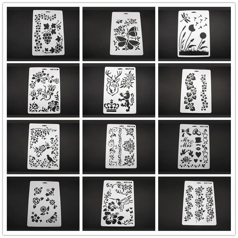 Figure  Flower Animal Stencils for Painting Drawing Template for Children DIY Scrapbook Journal Notebook Decor