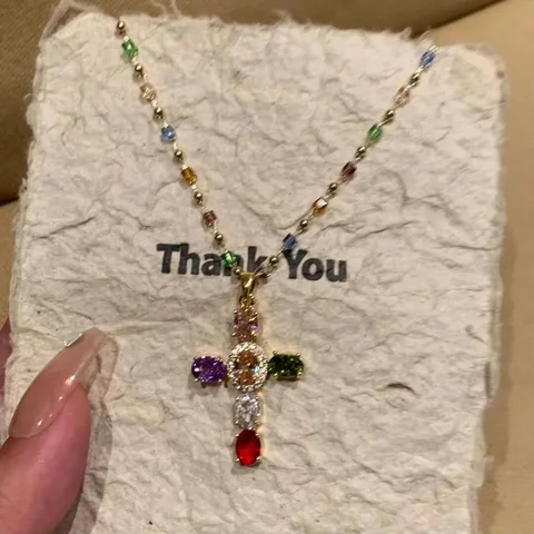 Серебряный циркониевый крестик rinhoo