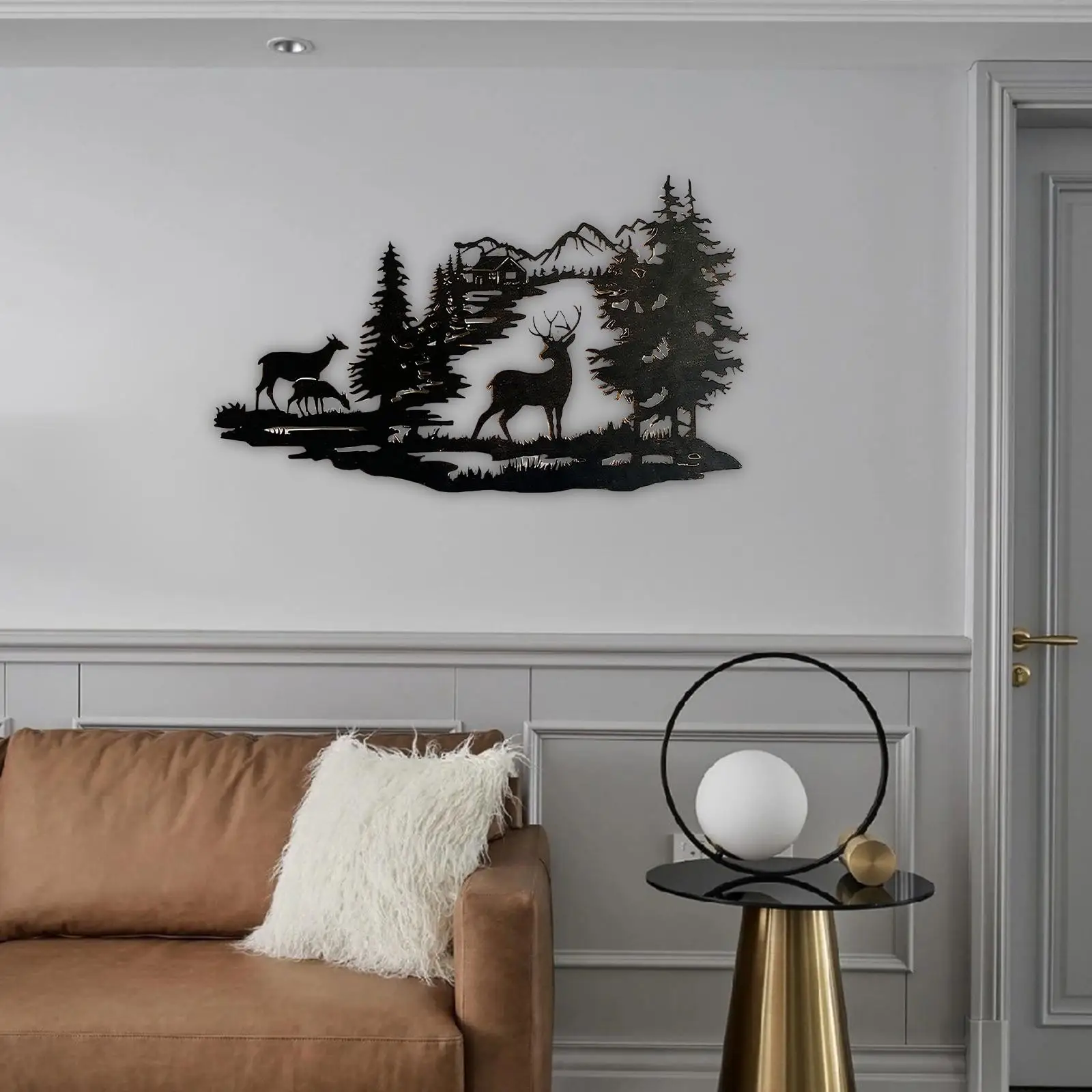 

Hollow Out Deer Wall Decor Iron Display Ornament Wall Silhouette for Restaurant