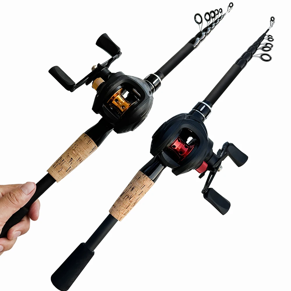 

Baitcasting Fishing Rod and Reel Combo Spinning/Casting Top Quality Carbon Fiber Pole Telescopic 19+1BB Reels Set 1.5m-2.4m