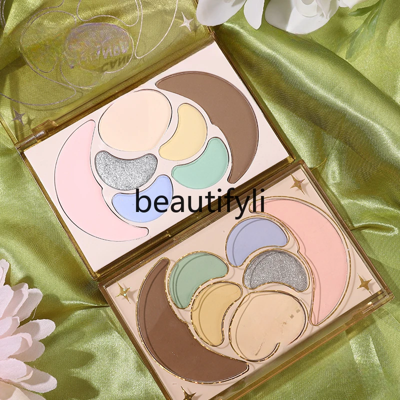 Диск для теней семь цветов румяна с высоким блеском груминга земли цвет зеленый
