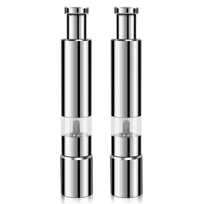 

Набор мельниц для соли и перца, мельница из нержавеющей стали для соли и перца, прочная мельница для соли и перца с одной рукой, 2 упаковки