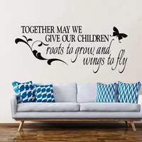 together may we give our children roots to grow quotes wall decals vinyl sticker butterflies living room decor murals hj1422