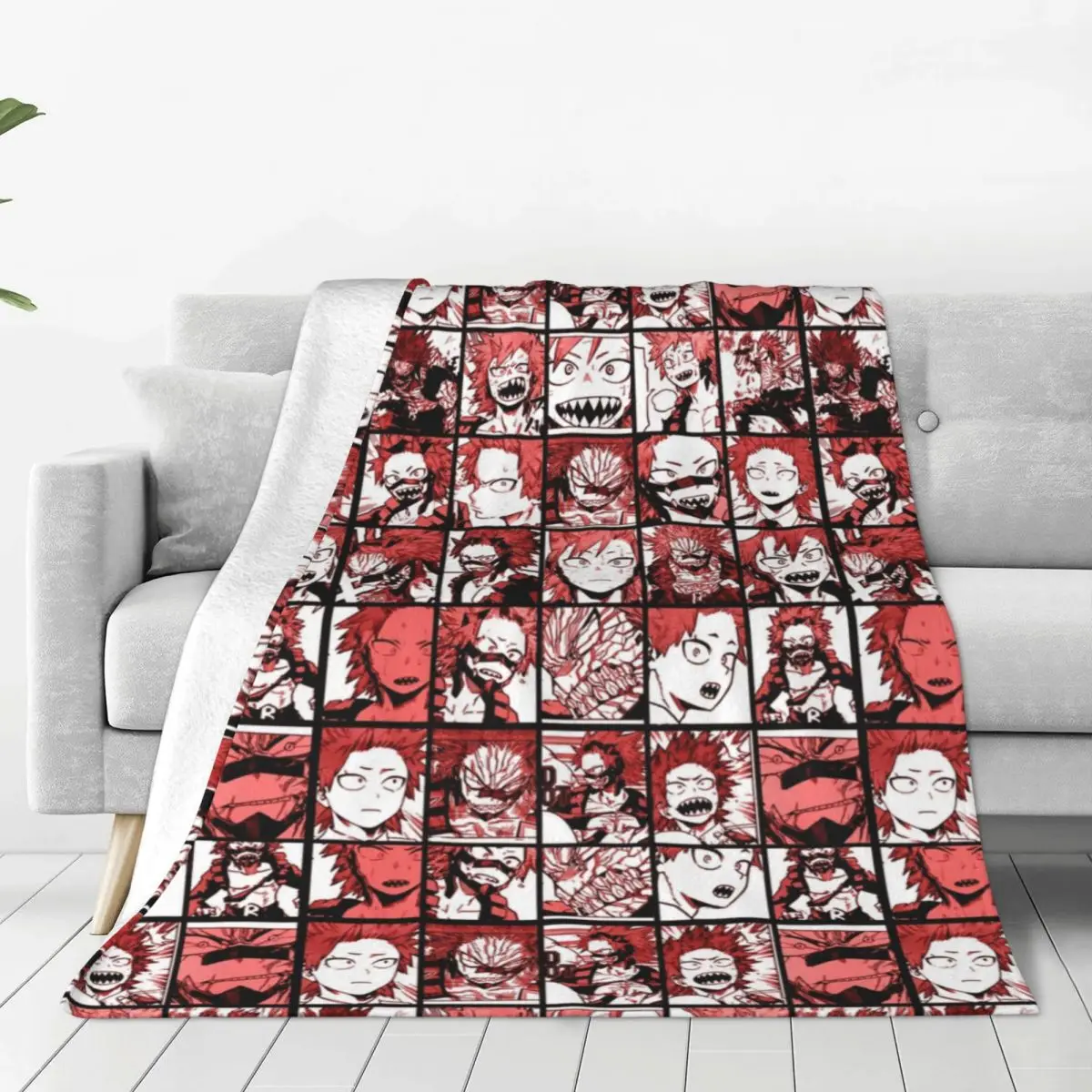 

Boku No My Hero Academia Kirishima Blanket Collage Academy Anime Fuzzy Funny Warm Throw Blankets for Home Winter