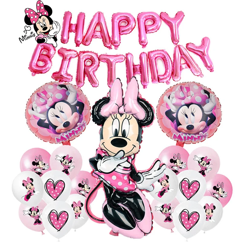 

1set Disney Pink Minnie Foil Balloon Girl 1 2 3st Birthday Party Decoration Baby Shower Supplies Number Balloon Polka Dot Globos