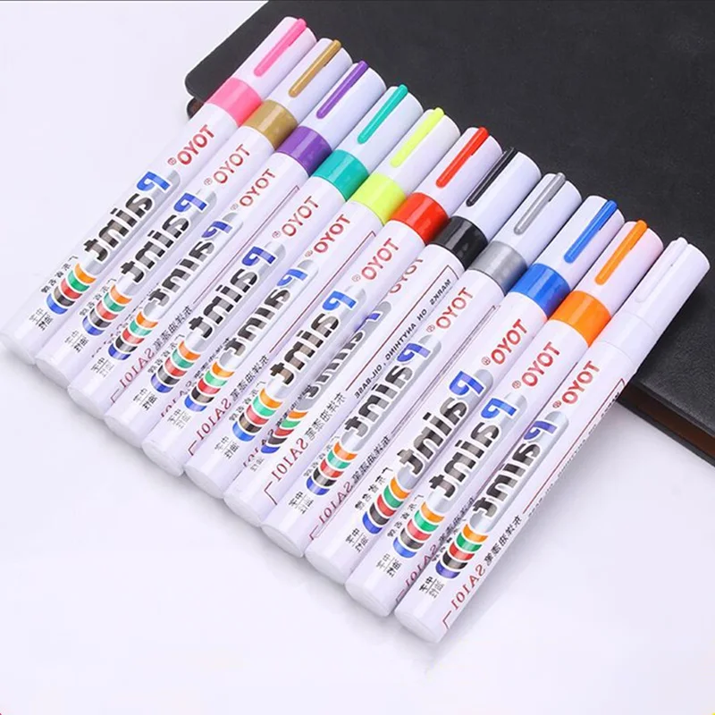 

11 Colors Waterproof Permanent Paint Marker Pen CD Car Tires Tread Rubber Mark Tool School Office Supply Student Stationery Gift