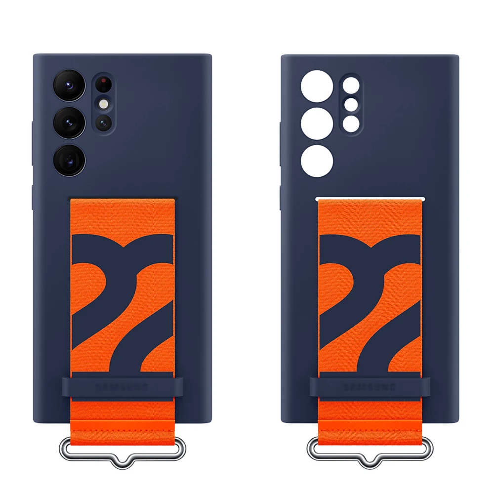 For Samsung Galaxy S22 Ultra Silicone Case Wrist Strap Holder Shockproof S22 plus S22+ wristband anti-fallmobile phone cover