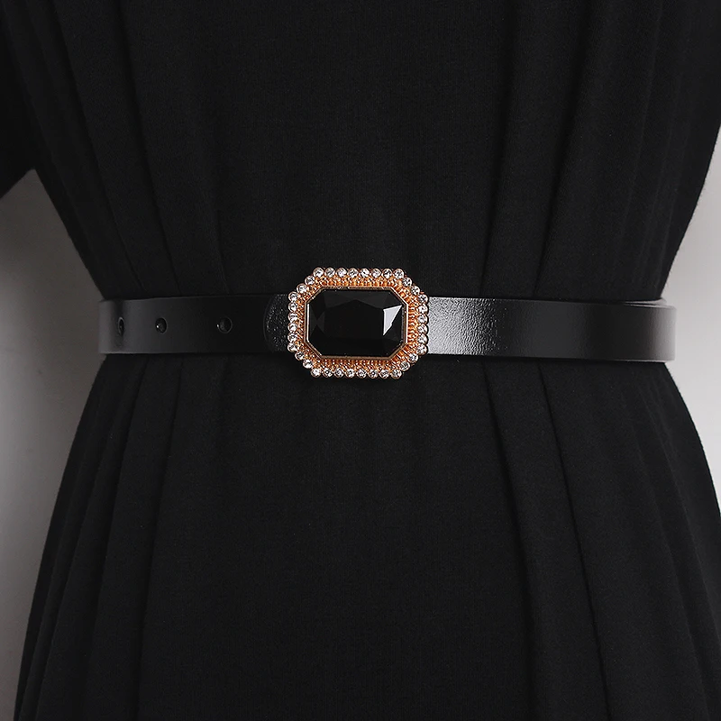 2022 Luxury Diamond Pattern Buckle Waist Belt Women Genuine leather Women Adjustable Cowhide Waistband Dress Shirt Strech Strap