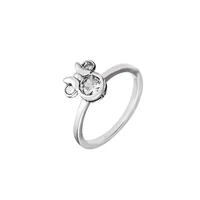 fashion female rings mouse sparkling head ring clear stone sterling silver jewelry rings for woman party proposal