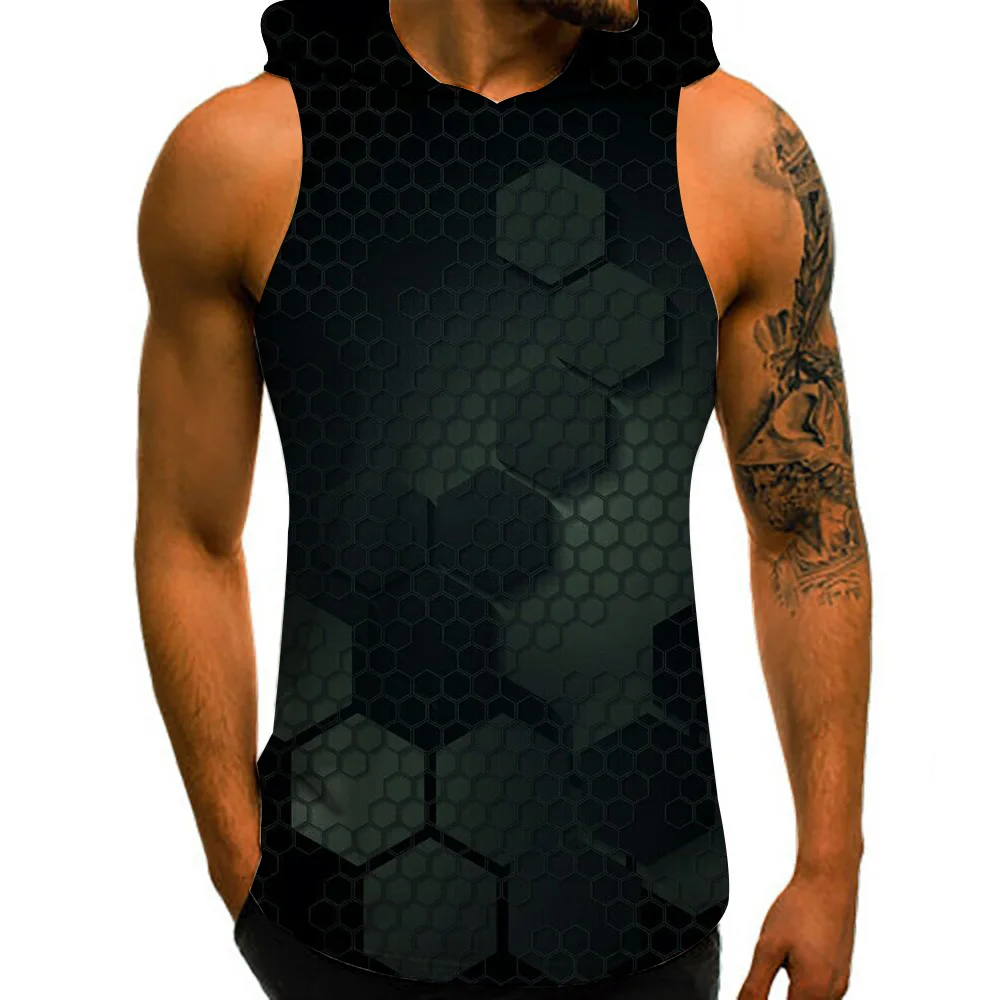 

Men's short sleeve summer fashion brand loose sleeveless hat T-shirt splicing pictures Instagram trend new