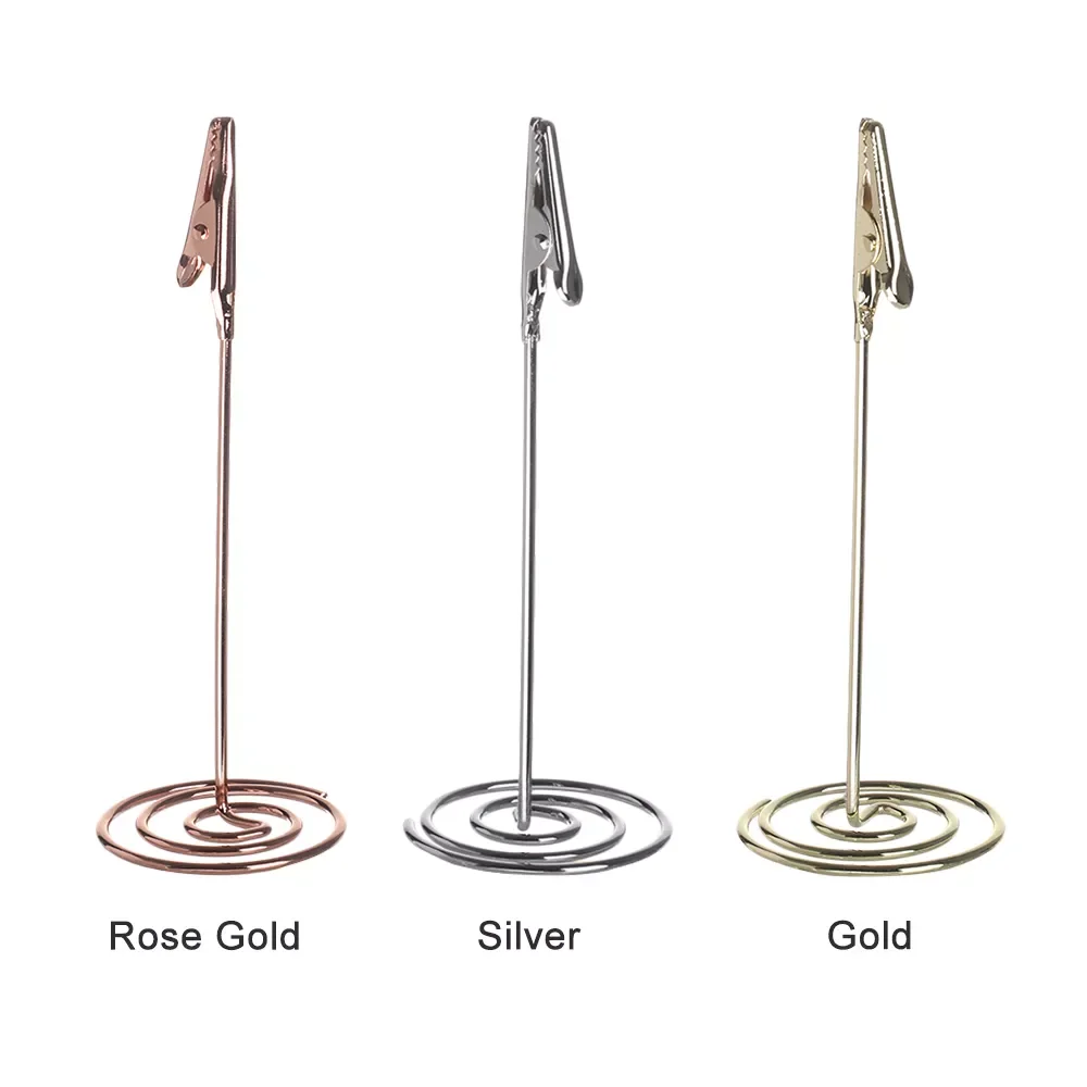 

Photos Clips Wedding Table Number Stand Desktop Decoration Place Card Holder Romantic Rose Gold Clamps Stand Party Decoration
