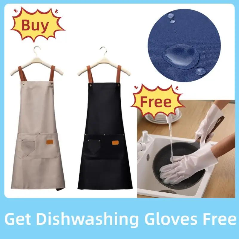 

Perfessional Kitchen Apron Waterproof Grill Apron With Pockets Waiter Woman Men Chef Work Apron For Restaurant Bar Shop Cafes