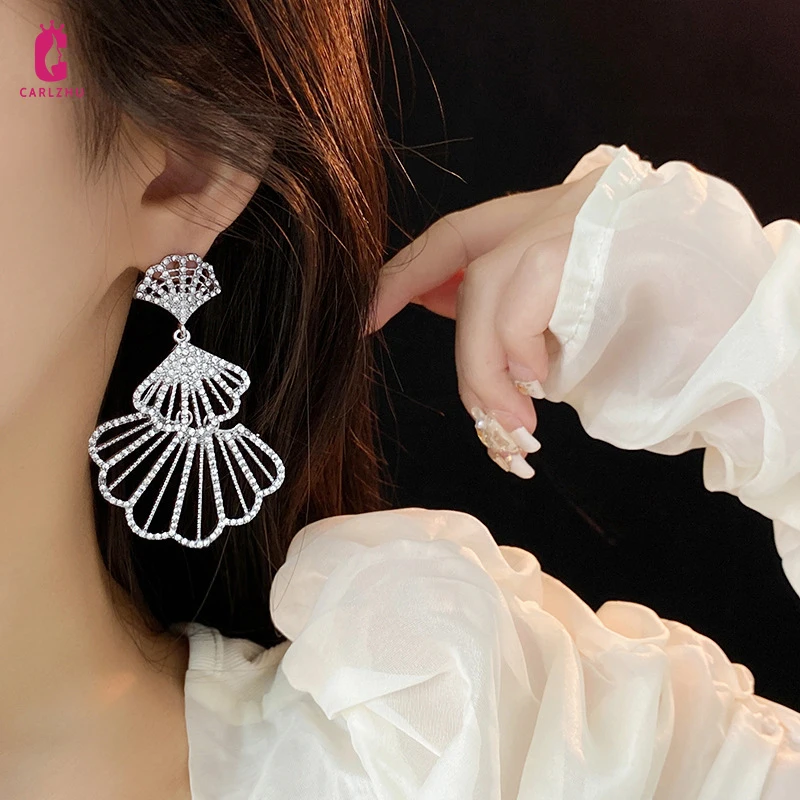 Европейские и американские серьги-подвески в форме веера, женские серьги-подвески, роскошная модная трендовая драгоценность