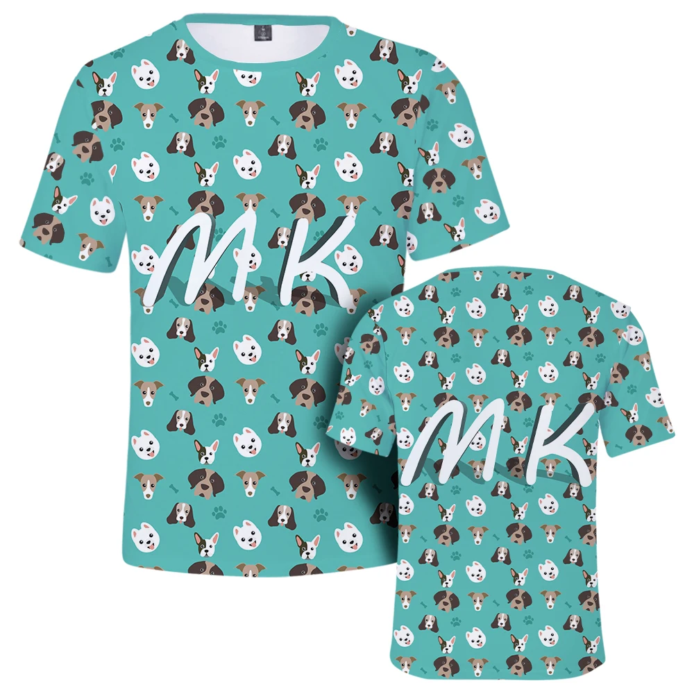 

2023 летняя футболка в стиле Харадзюку с круглым вырезом и принтом собаки, повседневные Модные топы с коротким рукавом