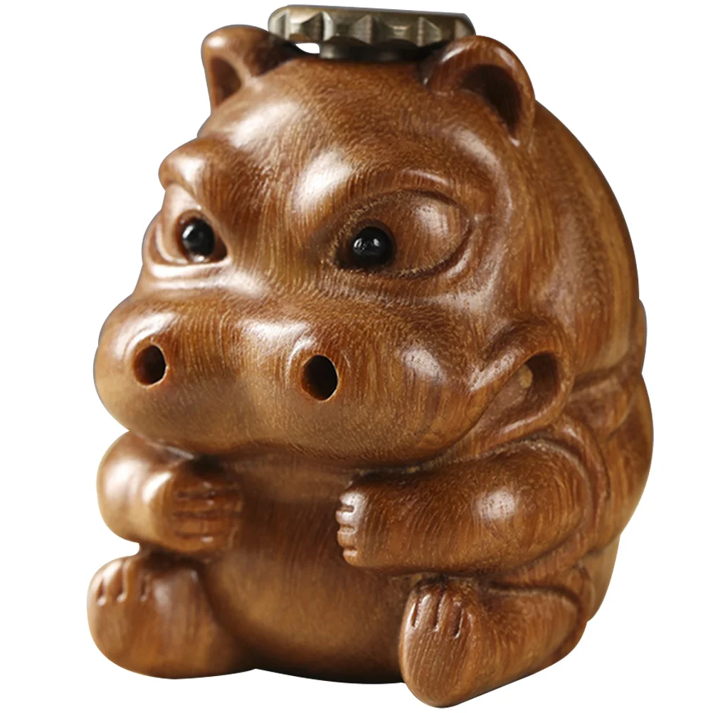 

Holder Hippo Backflow Burner Cone Censer Wood Wooden Tabletop Statue Stick Cones Carved